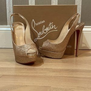 Christian Louboutin, Size 40, lady peep sling 150 glitter